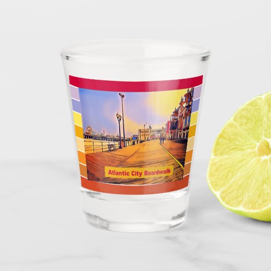 Atlantic City Beach Boardwalk Pop Art Shot Glas (Voorkant)