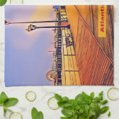 Atlantic City Beach Boardwalk Pop Art Theedoek (Gevouwen)