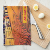 Atlantic City Beach Boardwalk Pop Art Theedoek (Quarter Fold)