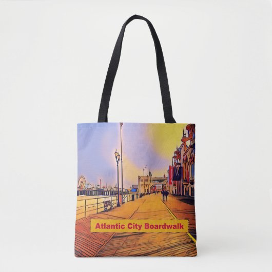 Atlantic City Beach Boardwalk Pop Art Tote Bag (Voorkant)