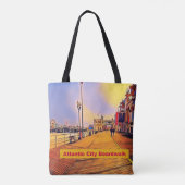 Atlantic City Beach Boardwalk Pop Art Tote Bag (Achterkant)