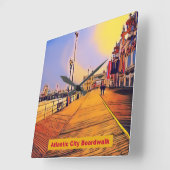Atlantic City Beach Boardwalk Pop Art Vierkante Klok (Hoek)