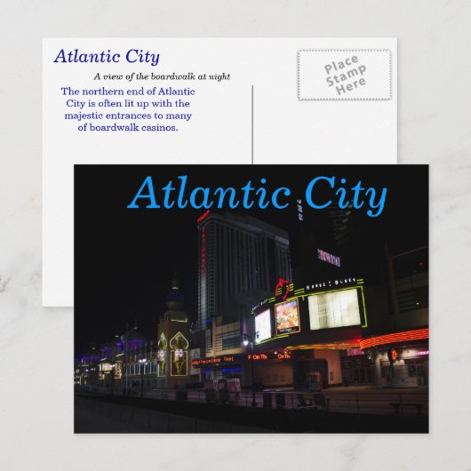 Atlantic City bij nacht Briefkaart (Voorkant / Achterkant)