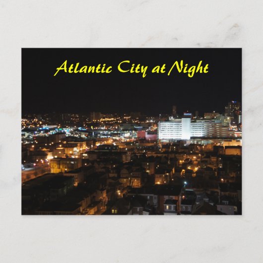 Atlantic City bij nacht Briefkaart (Voorkant)