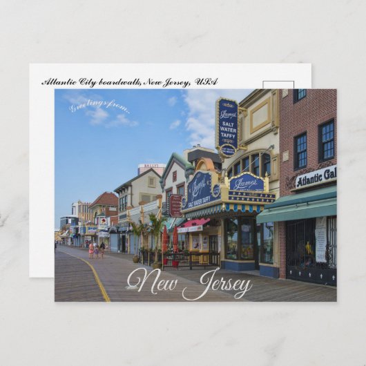 Atlantic City Boardwalk New Jersey Verenigde State Briefkaart (Voorkant / Achterkant)