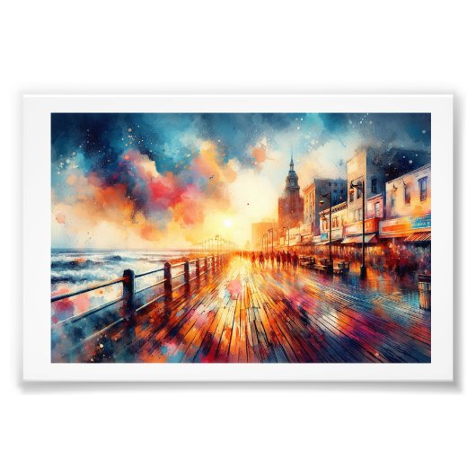 Atlantic City Boardwalk Sunset,  Foto Afdruk (Voorkant)