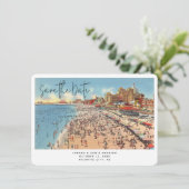 Atlantic City Bruiloft Vintage Save the Date Kaart (Staand voorkant)
