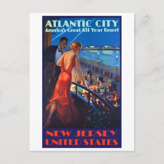 Atlantic City, Couple op Romantic Summer Night Briefkaart (Voorkant)