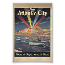Atlantic City Nacht Bordwalk Poster