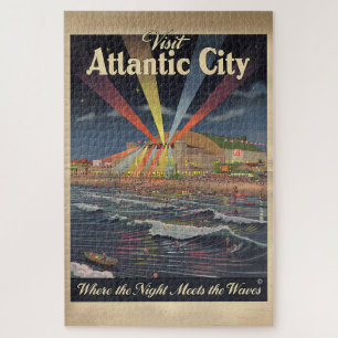 Atlantic City Nacht Bordwalk Poster Legpuzzel