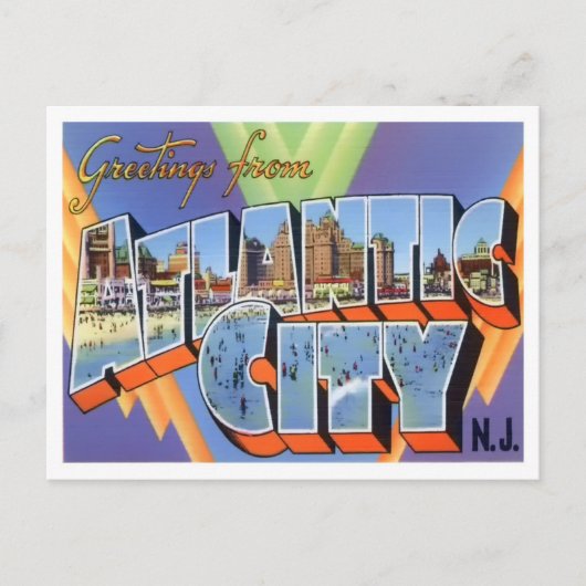 Atlantic City, New Jersey  Big Letters Briefkaart (Voorkant)