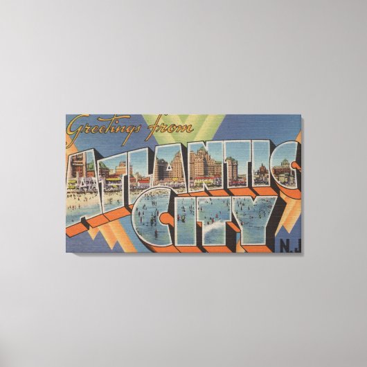 Atlantic City, New Jersey (Boardwalk Scene) Canvas Afdruk (Voorkant)