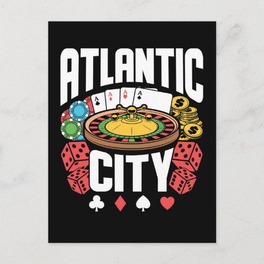 Atlantic City New Jersey Casino Gambling Briefkaart (Voorkant)
