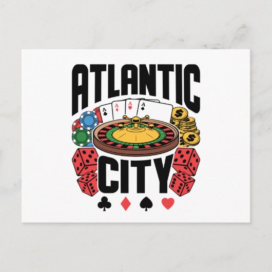 Atlantic City New Jersey Casino Gambling Briefkaart (Voorkant)