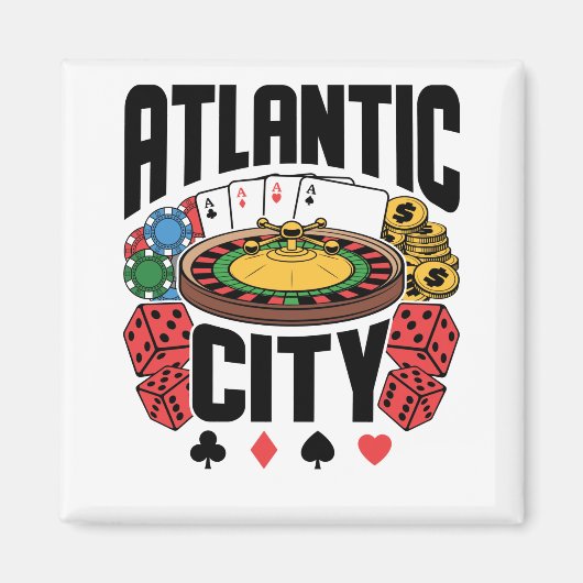 Atlantic City New Jersey Casino Gambling Magneet (Voorkant)