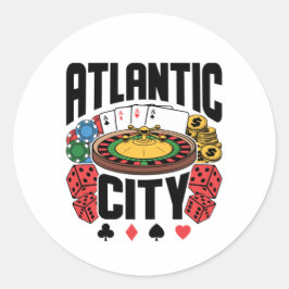 Atlantic City New Jersey Casino Gambling Ronde Sticker