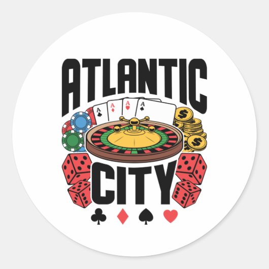 Atlantic City New Jersey Casino Gambling Ronde Sticker (Voorkant)