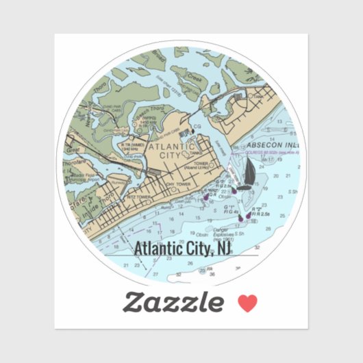 Atlantic City New Jersey Chart Sticker (Vel)