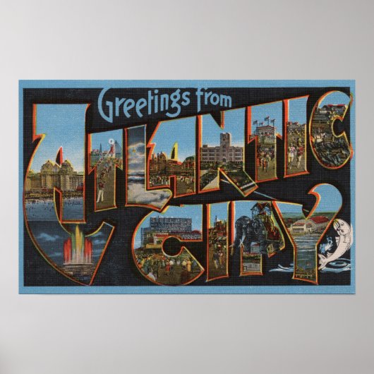 Atlantic City, New Jersey - grote brievenbussen Poster (Voorkant)