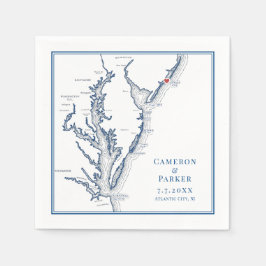 Atlantic City New Jersey kaart Elegante bruiloft Servet