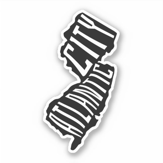 Atlantic City, New Jersey Kaart Overzicht - Vereni Sticker (Voorkant)