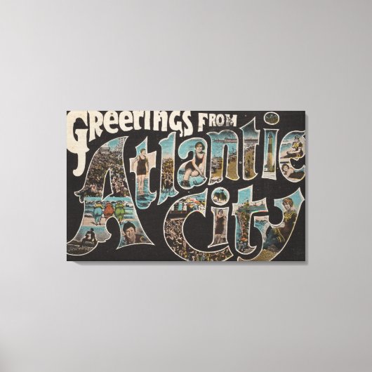 Atlantic City, New Jersey - Large Letter Scenes 3 Canvas Afdruk (Voorkant)