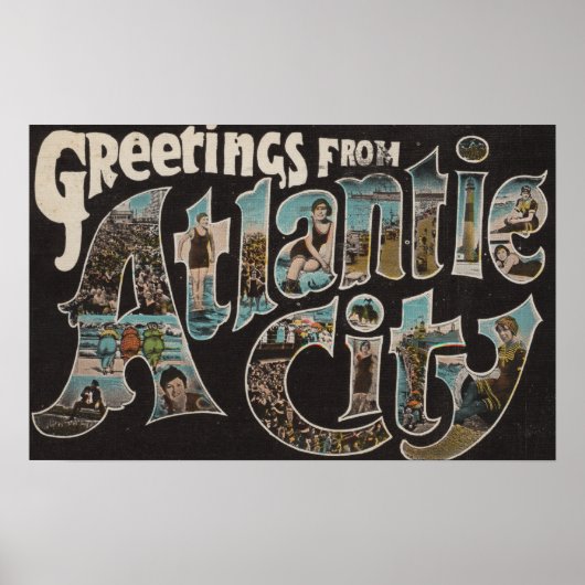 Atlantic City, New Jersey - Large Letter Scenes 3 Poster (Voorkant)