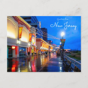 Atlantic City New Jersey Natte Boardwalk Briefkaar Briefkaart