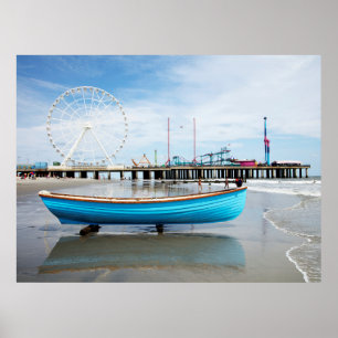 Atlantic City New Jersey pier reddingsboot op boot Poster
