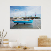 Atlantic City New Jersey pier reddingsboot op boot Poster (Keuken)