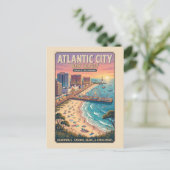 Atlantic City, New Jersey Reisposter Briefkaart (Staand voorkant)