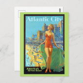 Atlantic City New Jersey Retro Reizen Briefkaart (Voorkant / Achterkant)