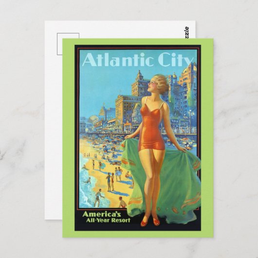 Atlantic City New Jersey Retro Reizen Briefkaart (Voorkant / Achterkant)