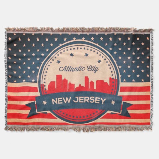 Atlantic City New Jersey Retro Skyline Deken (Voorkant)
