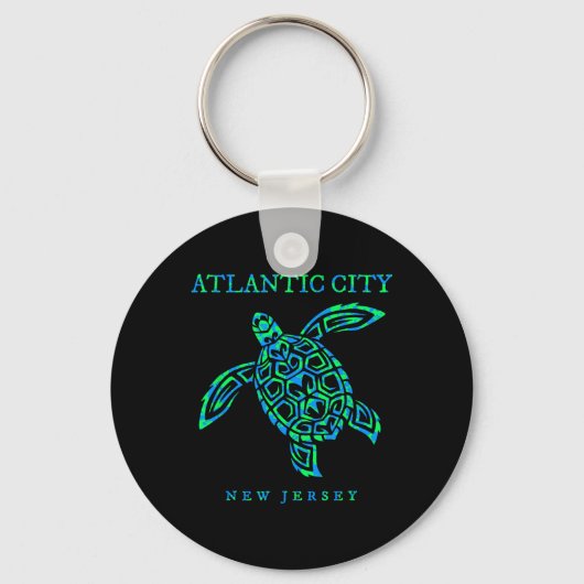 Atlantic City New Jersey Sea Turtle Boys Girls Tod Sleutelhanger (Voorkant)