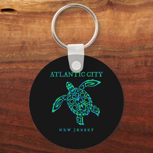 Atlantic City New Jersey Sea Turtle Boys Girls Tod Sleutelhanger (Voorkant)