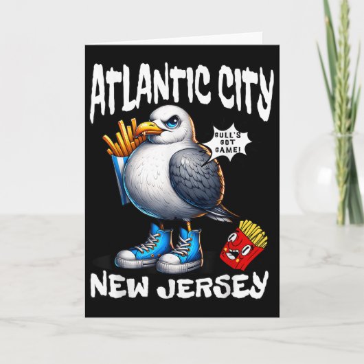 Atlantic City New Jersey Seagull French Fries Funn Kaart (Voorkant)