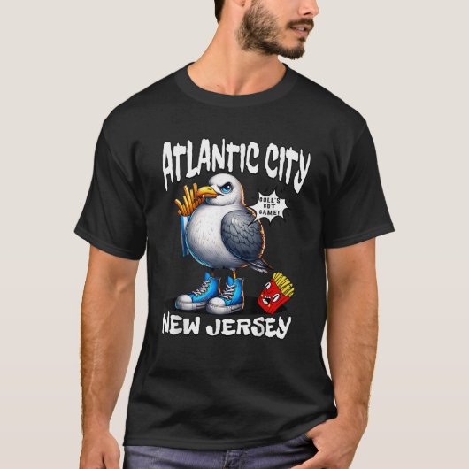 Atlantic City New Jersey Seagull French Fries Funn T-shirt (Voorkant)