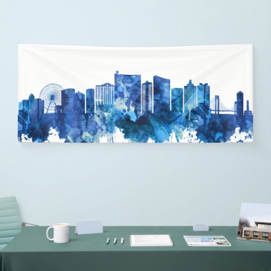 Atlantic City New Jersey Skyline Blue Spandoek (Beurs)