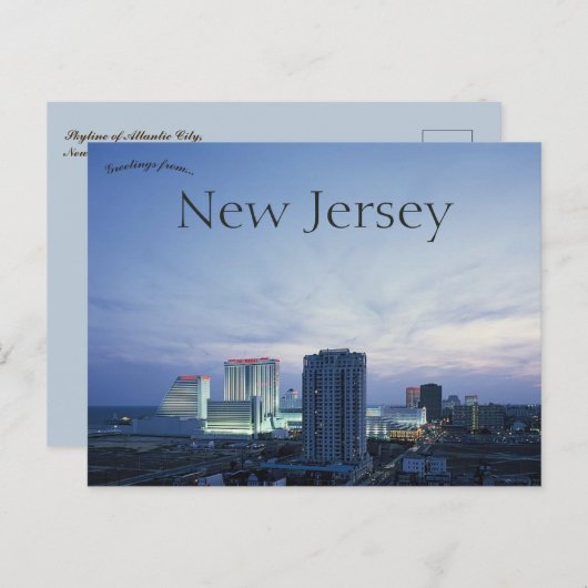 Atlantic City New Jersey Skyline Briefkaart (Voorkant / Achterkant)