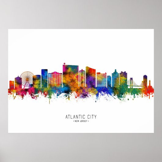 Atlantic City New Jersey Skyline Poster (Voorkant)
