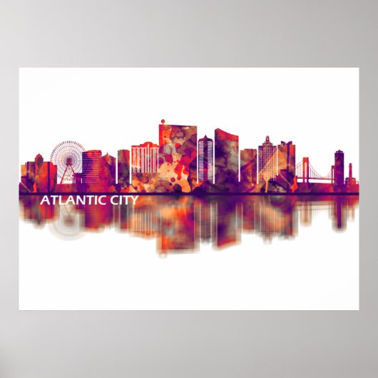 Atlantic City New Jersey Skyline Poster (Voorkant)
