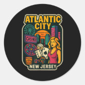 Atlantic City New Jersey Vacation Casino Gaming Ga Ronde Sticker (Voorkant)