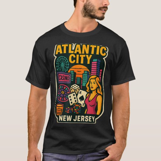 Atlantic City New Jersey Vacation Casino Gaming Ga T-shirt (Voorkant)