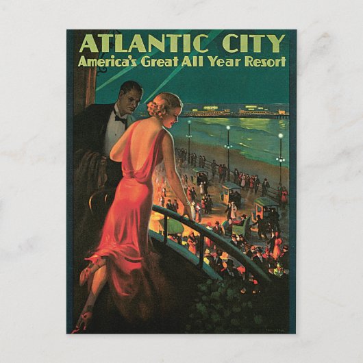 Atlantic City New Jersey Vintage Travel Briefkaart (Voorkant)