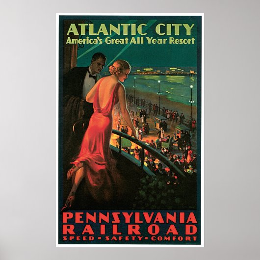 Atlantic City New Jersey Vintage Travel Poster (Voorkant)