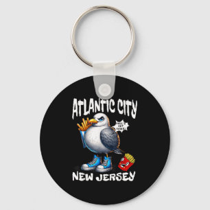 Atlantic City New Jersey Zeemeeuw Franse Frietjes  Sleutelhanger