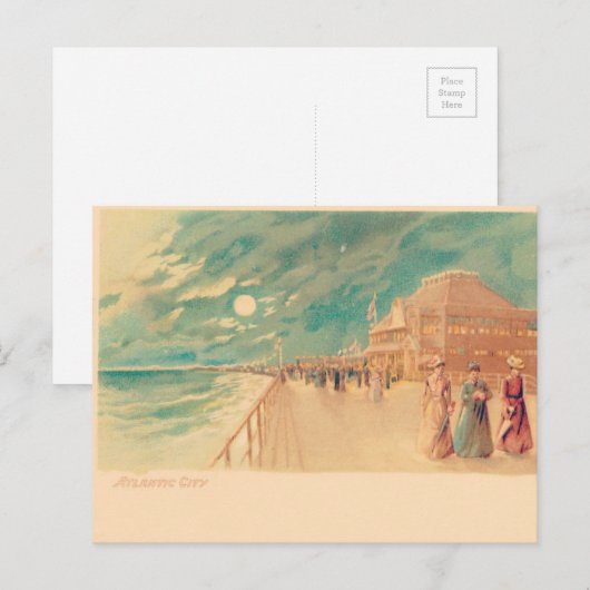 Atlantic City Night Briefkaart (Voorkant / Achterkant)