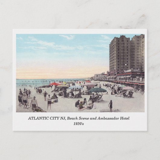 Atlantic City NJ 1920s Scene op het strand briefka Briefkaart (Voorkant)