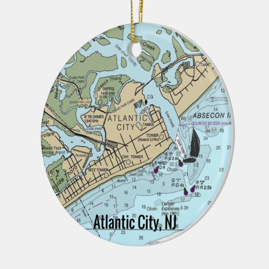 Atlantic City NJ Chart Keramisch Ornament (Links)